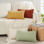 Fancy Homi 4 Packs Fall Boho Lumbar Decorative Throw Pillow Covers 12x20 Inch for Couch Bed Sofa, Aesthetic Modern Farmhouse Home Decor, Soft Striped Corduroy Rectangle Accent Cushion Case 30x50 cm