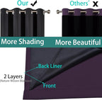 Yakamok 100% Blackout Curtains 84 Inches Long, 2 Thick Layers Heat and Full Light Blocking Soft Thermal Insulated Drapes for Bedroom(52" Wide Each Panel, Purple, 1 Panel)