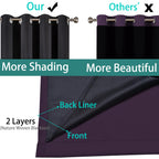 Yakamok Purple 100% Blackout Curtains 84 Inches Long for Bedroom, 1 Panel