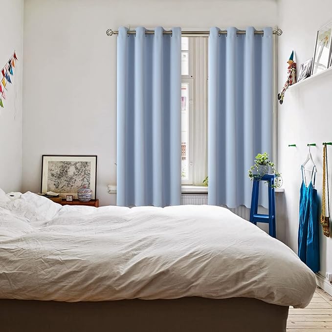 BGment Blackout Curtains for Living Room - Grommet Thermal Insulated Room Darkening Curtains for Bedroom, 2 Panels of 52 x 63 Inch, Spa Blue