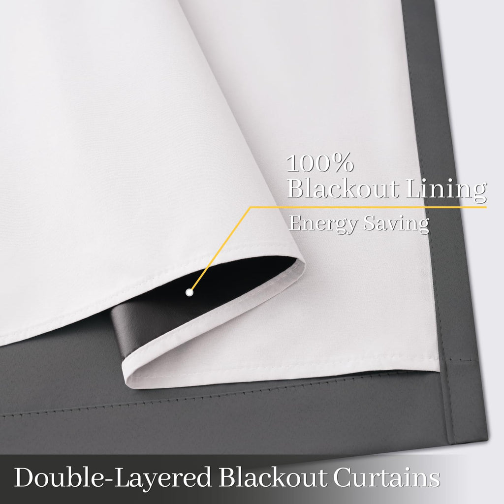 Yakamok Charcoal Grey 100% Blackout Curtains 63 Inches Long 50" Wide 2 Panel