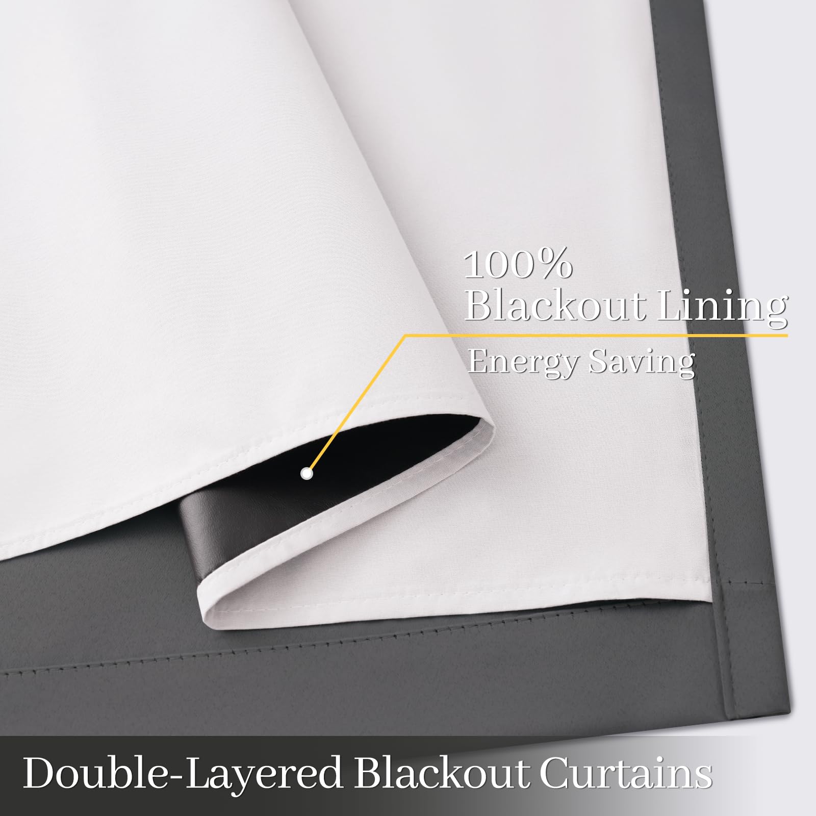 Yakamok Charcoal Grey 100% Blackout Curtains 63 Inches Long 50" Wide 2 Panel