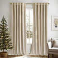 MIULEE Velvet Curtains 52x108 inches 2 Panels Beige Blackout Curtains