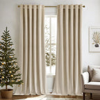 MIULEE Velvet Curtains 52x108 inches 2 Panels Beige Blackout Curtains