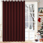 Yakamok Extra Wide Blackout Curtain for Sliding Glass Door, Grommet Thermal Insulated Room Divider Curtain 100W x 84L inch, Room Darkening Patio Curtain,8.3ft Wide x 7ft Tall, 1 Panel,Burgundy Red