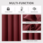 Joydeco Burgundy Red Custom Solid Single Blackout Curtain for Bedroom and Living Room, Grommet Thermal Insulated Room Darkening Curtain 1 Panel (Custom Size,Burgundy Red)