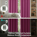 Simplebrand Ava Hot Pink Blackout Curtains for Bedroom 72 Inch Length 2 Panels Set, Privacy Thermal Insulated Rod Pocket Door Window Curtains for Patio French Door Front Door, W40 x L72 Inch
