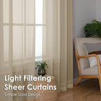 OVZME Taupe Sheer Curtains 54 Inches Long 2 Panels - Soft Light Filtering Window Sheer Panels for Living Room/Bedroom, Top Dual Rod Pocket, 1 Pair, Each 42Wx54L Inches
