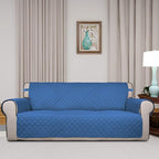 PureFit Reversible Quilted Sofa Cover, Water Resistant Slipcover Furniture Protector, Washable Couch Cover with Non Slip Foam and Elastic Straps for Kids, Dogs, Pets (X Large, Blue/Ivory)