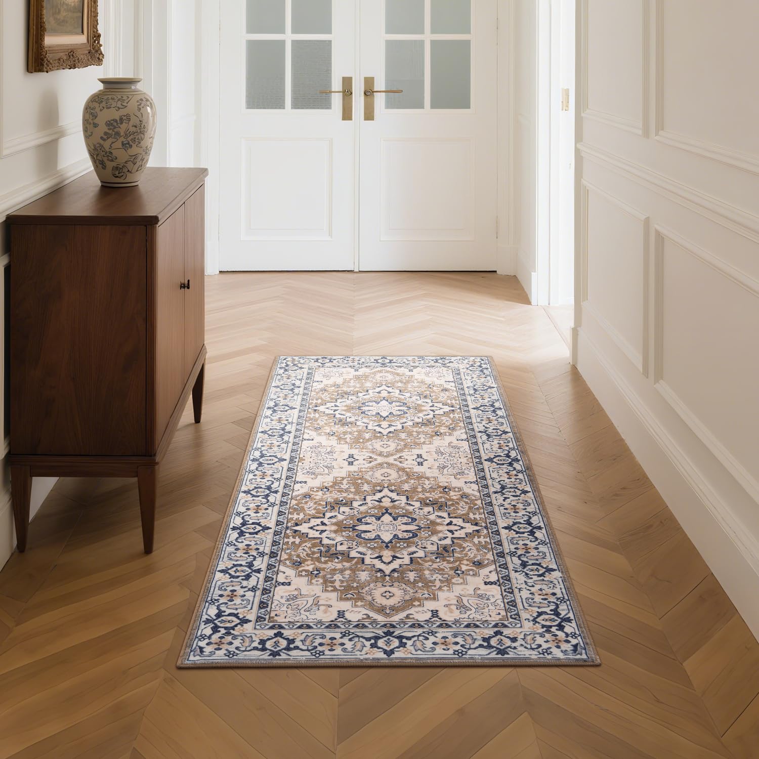 Lofus 2x5 Hallway Kitchen Washable Runner Rug, Boho Entry Long Carpet Brown
