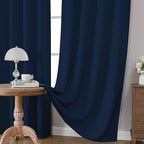 CUCRAF Navy Blue Blackout Curtains 84 inch Length 2 Panels Set, Rod Pocket Room Darkening Drapes for Bedroom Living Room, Insulated Thermal Light Blocking Window Curtain (W52 x L84 Inch)