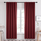 Deconovo Blackout Curtains, Thermal Insulated, W42 x L84 2 Panels, Back Tab, Machine Washable, Room-Darkening Drapes for Bedroom/Living Room Burgundy Red