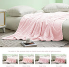 Exclusivo Mezcla Fleece Queen Size Blanket for Bed, 90x90 Inches Soft Cozy Jacquard Flannel Blankets, Lightweight Fuzzy Plush Warm for Women, Light Pink