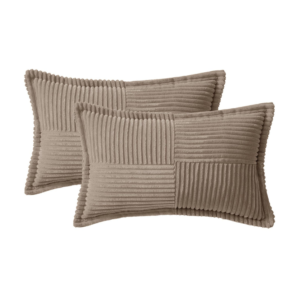 MIULEE Decorative Lumbar Throw Pillow Covers 12x20 Inch Light Brown 2 Pack