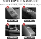 2Pcs Couch Arm Covers, Armrest Cover for Sofa, Sofa Arms Covers Washable Arms with Twist Pins Soft,Skin-Friendly for Pets (Texture Brown, Armrest Cover)