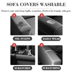 Disayu 2Pcs Couch Arm Covers, Armrest Cover for Sofa, Sofa Arms Covers Washable Arms with Twist Pins Soft,Skin-Friendly for Pets (Texture Light Gray, Armrest Cover)