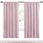 NICETOWN Blackout Curtains for Girls Room - Nursery Essential Thermal Insulated Solid Rod Pocket Top Blackout Drapes (Lavender Pink, 1 Pair, 52 x 72 Inch)