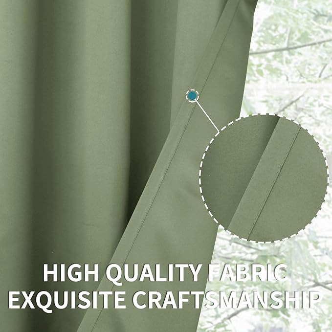 BGment Grass Green Blackout Curtains for Living Room 95 Inch - 2 Panels
