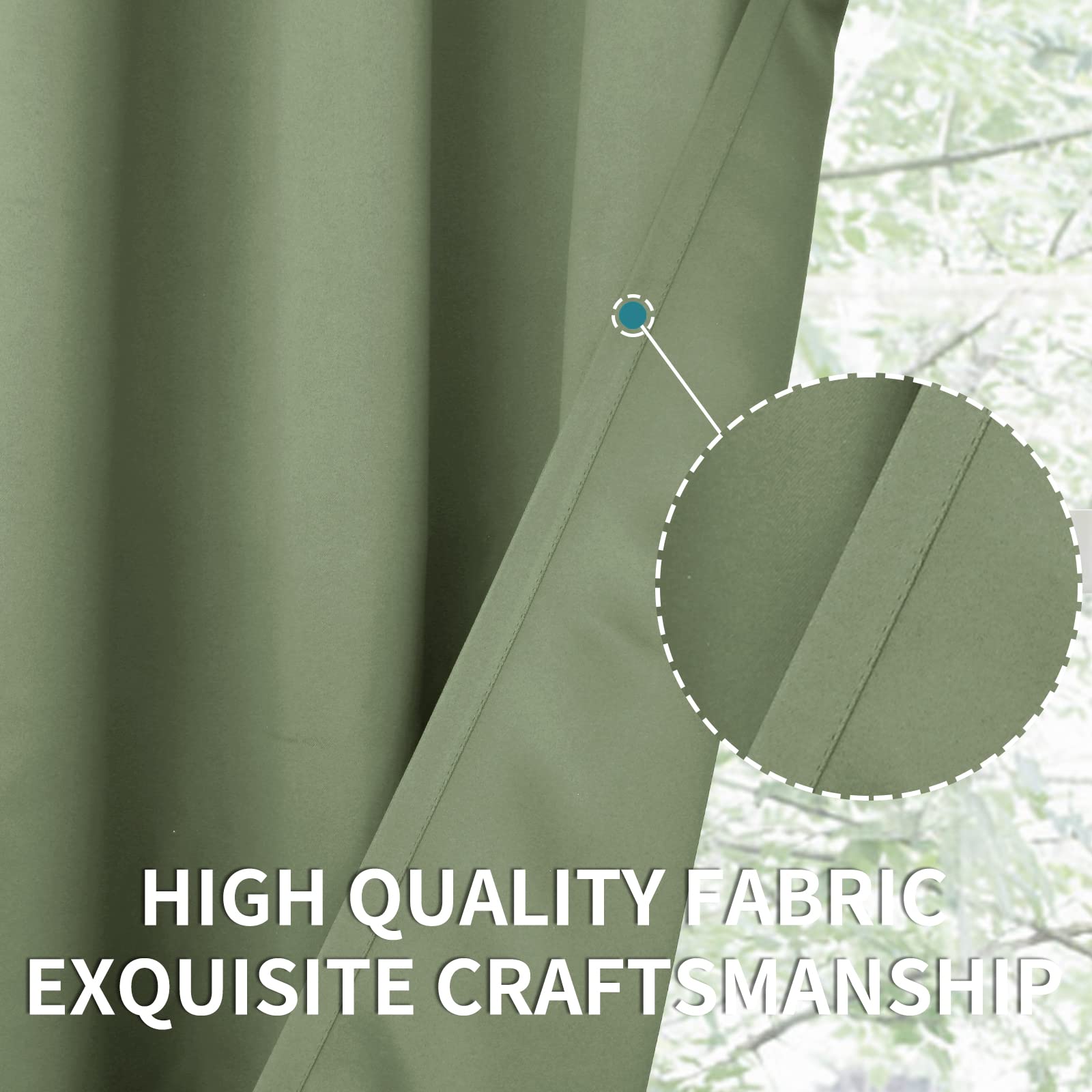 BGment Short Curtains for Small Window 54 Inch Long - Grass Green 2 Panels