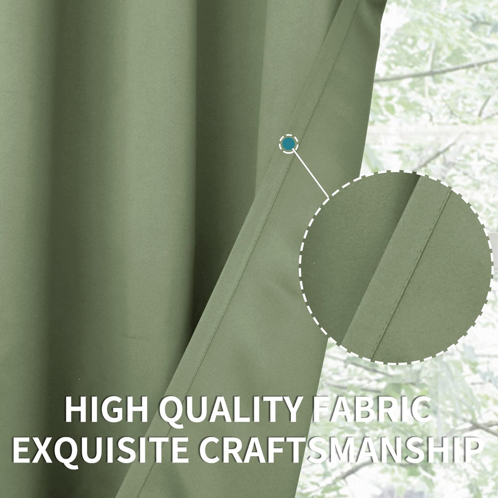 BGment Short Curtains for Small Window 54 Inch Long - Grass Green 2 Panels