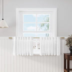 Nanspring Linen Textured White Curtains Window Toppers Valances Semi Sheer Linen Curtains 2 Panels Set Back Tab Rod Pocket Drapes for Kitchen Bedroom Small Short Window Cafe Decor 52x18