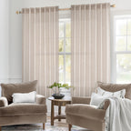 MIULEE Natural White Linen Curtains 52x54 Inch Length 2 Panels for Bedroom