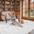 8x10 Area Rugs for Living Room,White Large Shaggy Carpet Plush Furry Rug
