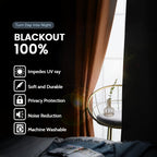 SimpleHome Orange 100% Blackout Curtains Room Darkening Living Room 96 Inch
