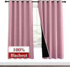 NICETOWN Crystal Pink Full Shade Curtain Panels, Pair of Energy Smart & Noise Blocking Out Blackout Drapes for Dining Room Window, Thermal Insulated Guest Room Lined Window Dressing(62 x 72 inch)
