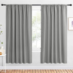 NICETOWN 2 Panels Blackout Curtains, Rod Pocket Window Curtains Room Darkning Drapes for Bedroom/Living Room, Thermal Insulated Solid Draperies for Home Office/Study, 62 by 72-Inch, Silver Grey