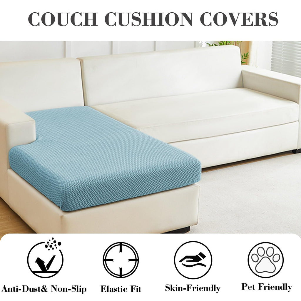 Disayu Sofa Covers Couch Covers for Sofa Pet Friendly Couch Cushion Covers Universal Sofa Covers Washable Stretch Slipcovers for Sectional Sofa (Texture Sea Blue,Chaise Cover)
