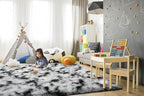 TWINNIS Super Soft Shaggy Rugs Fluffy Carpets, 5x8 Feet, Indoor Modern Plush Area Rugs for Living Room Bedroom Kids Room Nursery Home Decor, Upgrade Anti-Skid Rectangular Fuzzy Rug, Black and White
