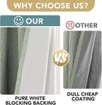 H.VERSAILTEX Bedroom Curtains Blackout, Sage Green Linen Blackout Curtains 84 Inches Long, 100% Blackout Thermal Textured Linen Look Curtain Draperies Grommet with White Liner, 2 Panels