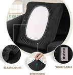 WEERRW 4 Pieces Velvet High Stretch Couch Covers for 3 Cushion Couch Sofa Slipcovers, Washable Furniture Protector with Non Slip Elastic Bottom, Feature Soft and Thick Plush Fabric, Black, Large