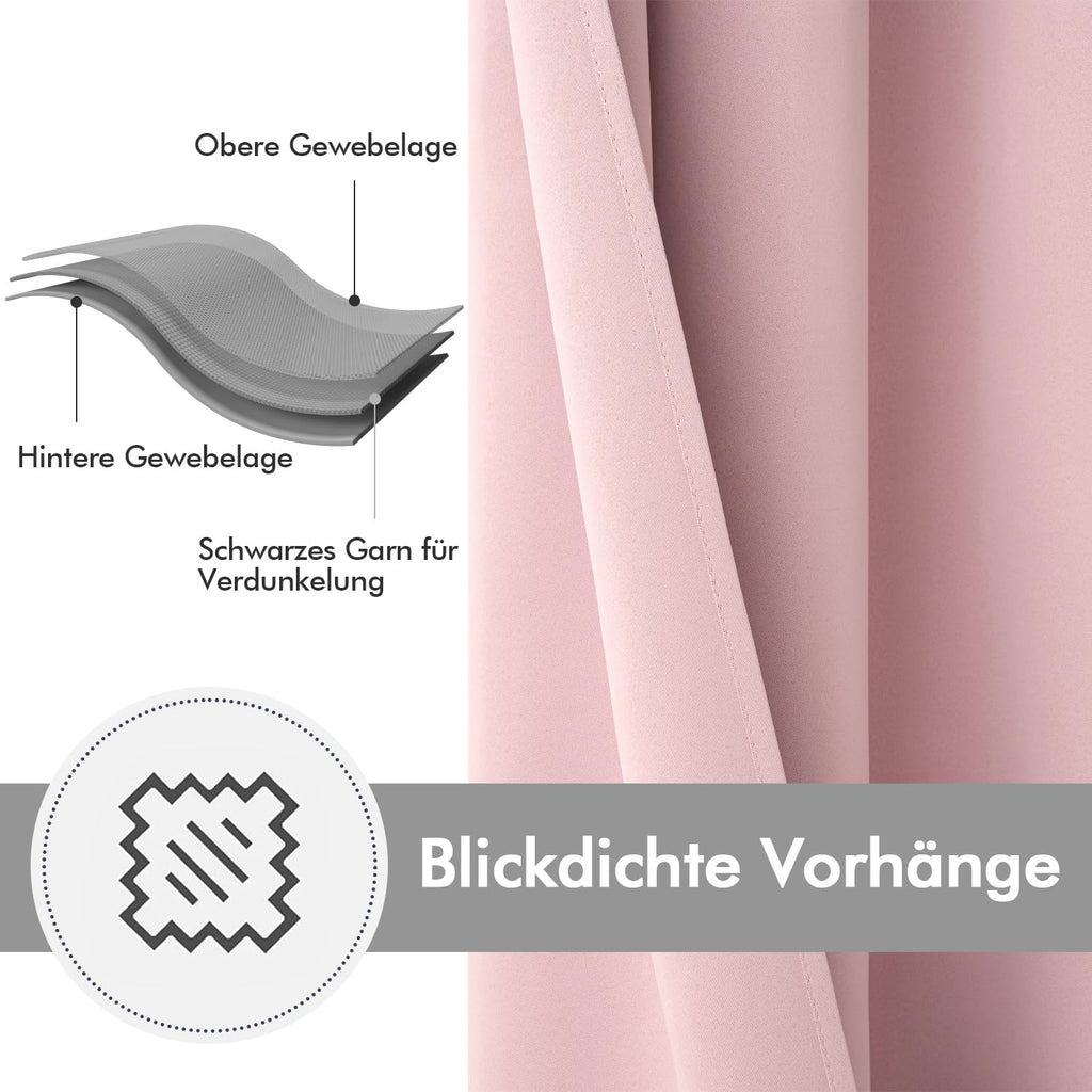 MIULEE Light Pink Blackout Bedroom Curtains Drapes 96 Inch Long 52"x96"