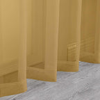 Chyhomenyc Extra Long Gold Sheer Curtains 108 Inches Long 2 Panels, Light Filtering Gold Curtains for Living Room, Soft Gentle Voile Rod Pocket Bedroom Window Drapes, 59Wx108L Inch, 9FT, 2PCS