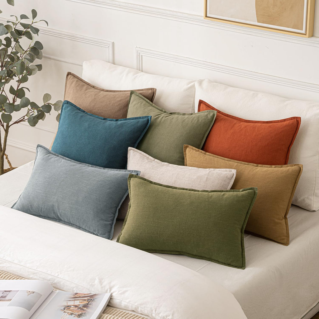 MIULEE Decorative Linen Pillow Covers 18x18 Inch Green