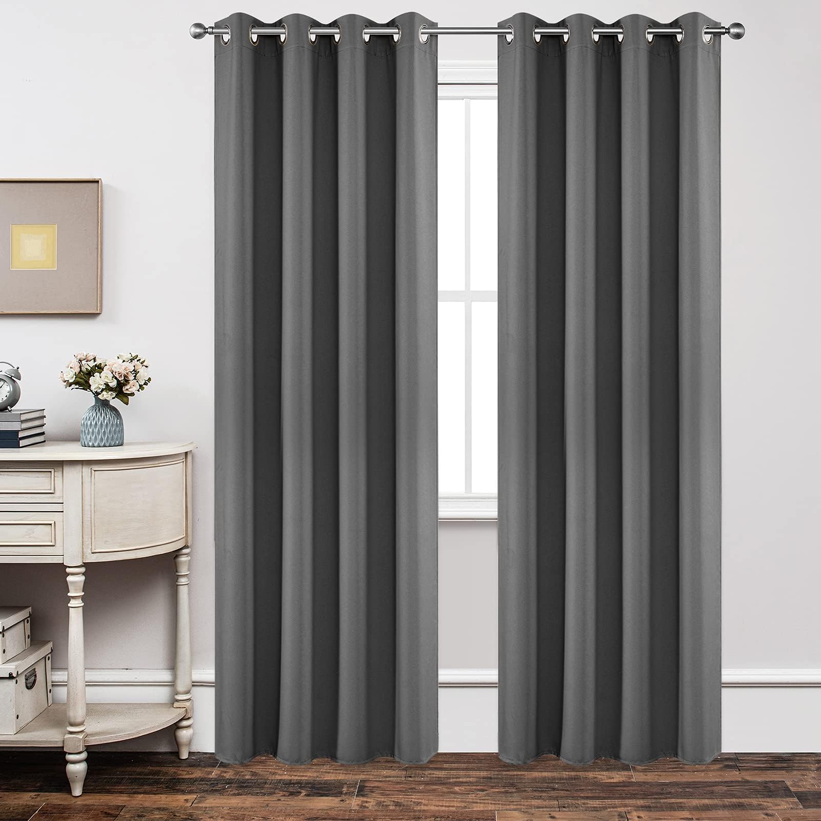 Joydeco Grey Blackout Curtains for Bedroom 95 Inch 2 Panels with Grommet