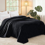 Exclusivo Mezcla Fleece Blanket King Size for Bed, Super Soft and Warm, All Season, Cozy, Plush, Lightweight, 90x104 Inches, Black