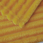 Mustard Yellow Fleece Throw Blanket 60”×80” for Couch Sofa Bed,Super Soft Cozy Plush Microfiber Flannel Blanket with Stripes Design Lightweight for Adults,Woman,Girls