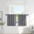 PONY DANCE Bathroom Window Curtains - Back Tab & Rod Pocket Drapes Window Treatments Privacy Protect/Blackout Curtain Panels for Kitchen, 42" W by 30" L, Silver Grey, 2 Pieces