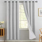 Yakamok White Linen Textured Curtains 72 Inches Long for Living Room