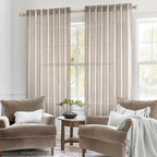 MIULEE Natural Linen Curtains 54 Inch Length 2 Panels for Bedroom Living Room, Soft Linen Textured Window Drapes Semi Sheer Light Filtering Back Tab Rod Pocket Farmhouse Modern Burlap Look Decor