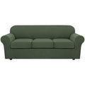 H.VERSAILTEX 4 Piece Stretch Sofa Covers for 3 Cushion Couch Covers for Living Room Furniture Slipcovers (Base Cover Plus 3 Seat Cushion Covers) Upgraded Thicker Jacquard Fabric (Sofa, Bronze Green)