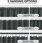 Deconovo Blackout Curtains, Thermal Insulated, W42 x L45 2 Panels, Back Tab, Machine Washable, Room-Darkening Drapes for Bedroom/Living Room Dark Grey