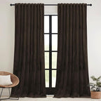 RYB HOME Brown Velvet Curtains 84 inches with Hook Belt, Soft Fabric Room Darkening Thermal Insulated Luxurious Home Decor Curtains for Living Room Bedroom, W 42" x L 84", 2 Panels Set