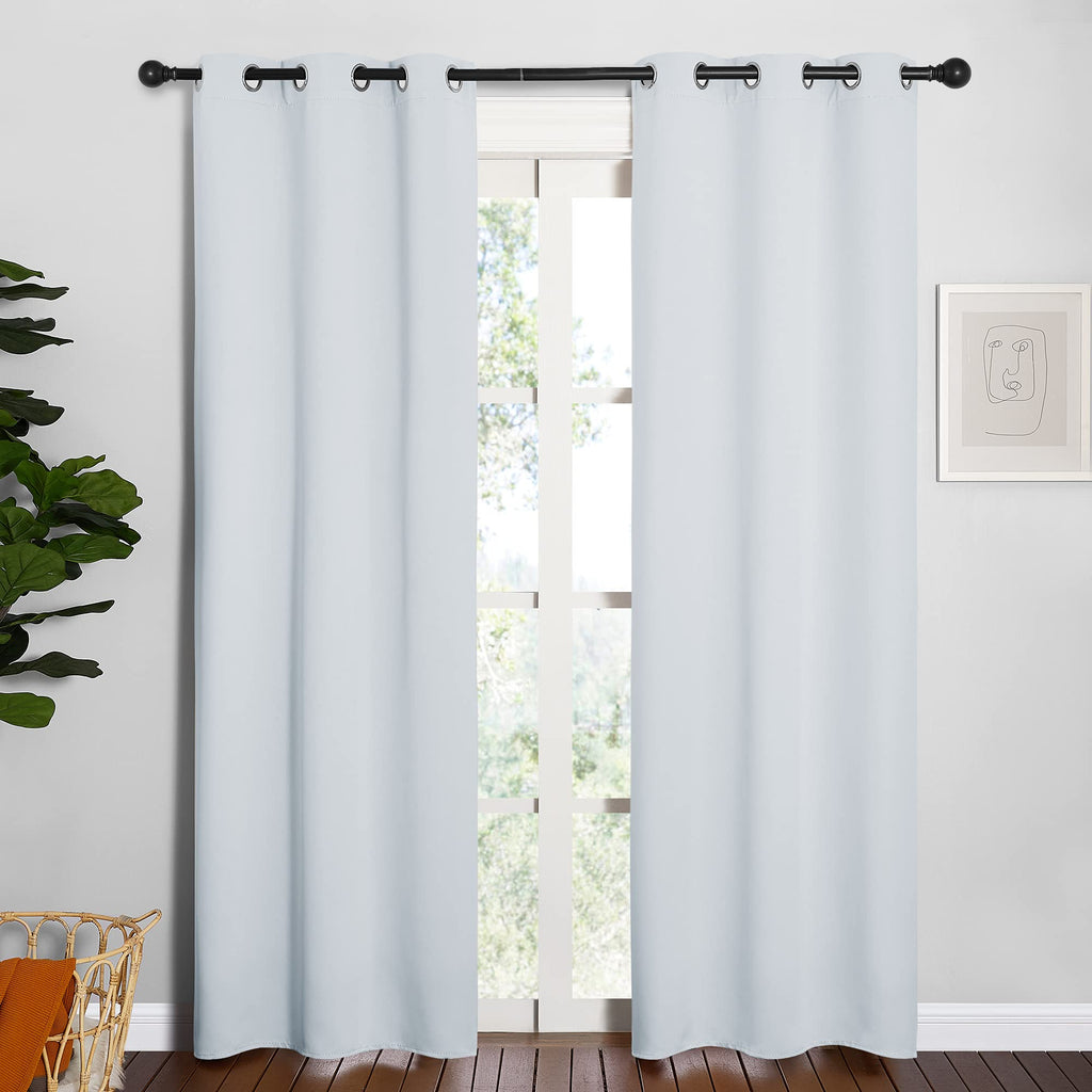 NICETOWN Room Darkening Curtain Panels for Bedroom, Easy-Care Solid Thermal Insulated Room Darkening Draperies/Drapes (Greyish White, 2 Panels, 34 by 84)