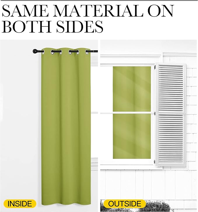 NICETOWN Room Darkening Window Panels - Fresh Green Thermal Insulated Curtains 95 inches Length for Christmas Bedroom (42 inches Width, Double Pieces)