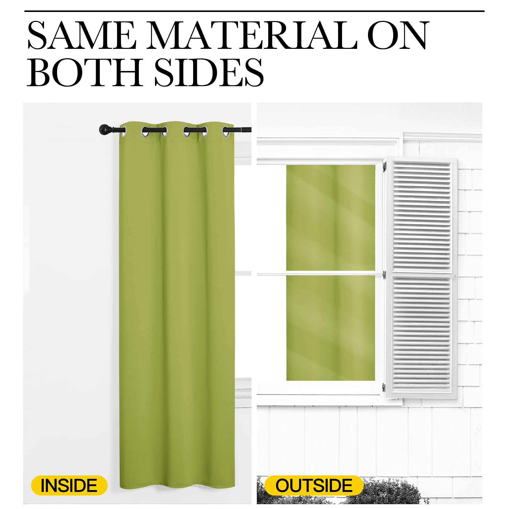 NICETOWN Fresh Green Blackout Curtains 120 inches Length for Living Room, 2 Panels, 55" Wide, Thermal Insulated Long Drapes for Large Window