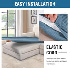 H.VERSAILTEX Super Stretch Individual Chaise Cover Sectional Couch Covers for L Shaped Sofa Both Left/Right Featuring Thick Jacquard Textured Twill Fabric (1 Piece Chaise Cover, Dusty Blue)